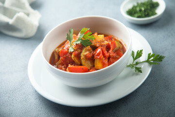 Homemade bell pepper ragout or stew
