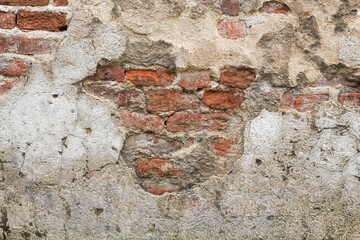 old stone and red brick church details
