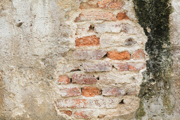 old stone and red brick church details