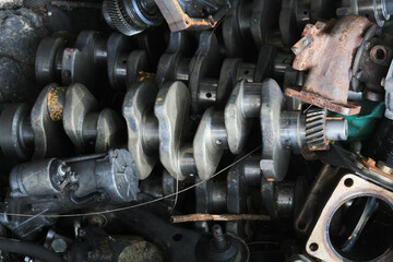 Many old automotive spare parts,Machine parts