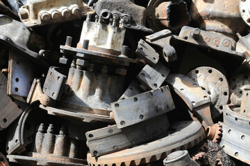 Many old automotive spare parts,Machine parts