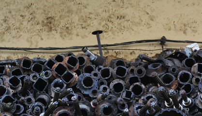 Many old automotive spare parts, Machine parts