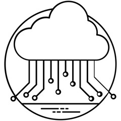 
Cloud with some network nodes showing icon for hosting

