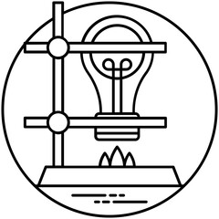 
A laboratory flask in flask clamp stand along with a hand pouring chemical into flask, lab experiment icon
