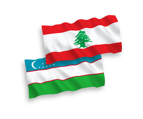 Flags of Lebanon and Uzbekistan on a white background