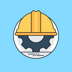 
Hard hat with cog wheel representing engineering icon 
