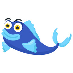 
A blue color famous fish in marine with spout nose depicting blue tang fish 
