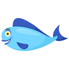 
A blue color famous fish in marine with spout nose depicting blue tang fish 
