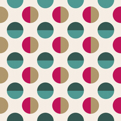 Vector seamless retro textile pattern - fashion style 80-90s. Circle repeatable geometric endless background. Bright vintage design