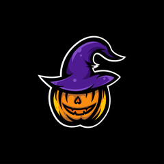 Pumpkin Halloween scary holiday logo