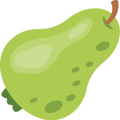 
A green colored fruit in heart shape depicting pear 
