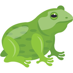 
A short bodied green colored amphibian with bulging eyes depicting frog 
