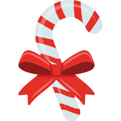 Fototapeta na wymiar Striped candy stick with a bow ribbon, offering an icon for christmas candy cane 