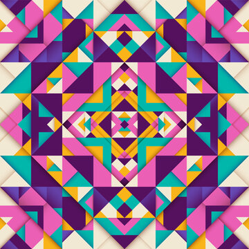 Abstract geometric background in decorative colorful style. Vector illustration.