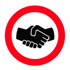 Fototapeta premium Stop no handshake icon. Forbidden shaking hands. Shake hands. Stop the covid coronavirus epidemie,. Flat vector sign.