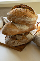 Fresh pastries in the bakery, handmade bread