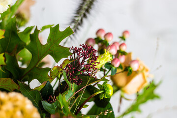 Vintage / Rustic Artisan Bridal Wedding Roses Floral Flower Bouquet Arrangement