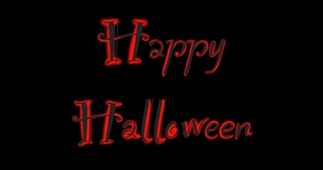 neon sign with happy halloween lettering