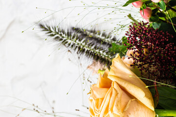 Vintage / Rustic Artisan Bridal Wedding Roses Floral Flower Bouquet Arrangement