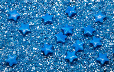 blue stars of festive sparkling glittering texture