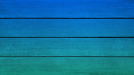 Top view of blue background wooden planks board texture.