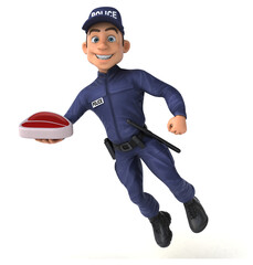 Fun 3D illustration of a cartoon Police Officer