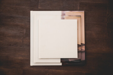 Beautiful white linen high end photo coffe table books with thick pages