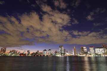 Fototapeta premium 東京港ビル群夜景パノラマ