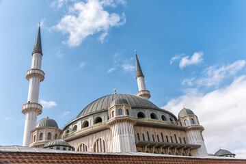 Low Angle Shot Of Taksim Mosque Construction, Istanbul, Turkey