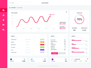 Dashboard UI. Clean and simple app interface. Vector abstract modern web UI design. 