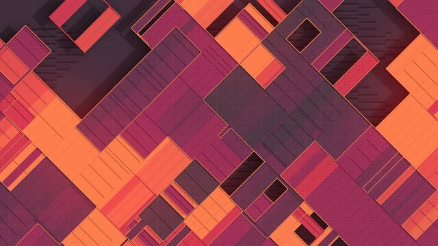 Diagonal movement of flat rectangular shapes. 3d rendering loop animation 4K UHD
