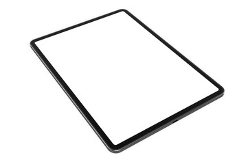 Empty screen tablet computer 3d rendering on white background