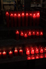 Votive candles in a church