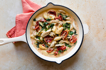 Gnocchi pasta with sundried tomato and chicken