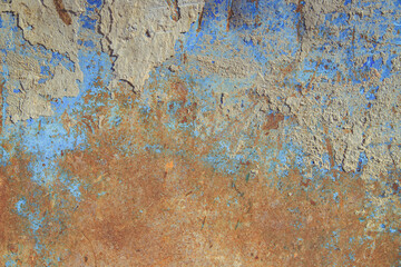Metal with blue paint and rust.Texture of old metal.