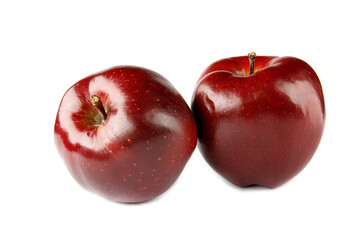 Fototapeta na wymiar Isolated apples. Two whole red, apple fruit isolated on white with clipping path