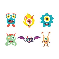 cartoon monsters mascot icon vector illustration design template
