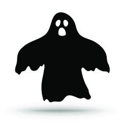 Halloween scary ghostly monster. Ghost Cartoon. Halloween sign isolated on white. Vector illustration.