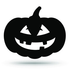 Pumpkin silhouette icon isolated on white Halloween sign. Vector illustration