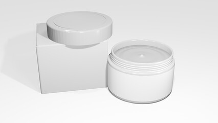 cosmetic cream packaging 3d rendering grayscale image for mockup base