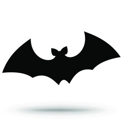 Bat. Halloween sign isolated on white. Vector illustration.