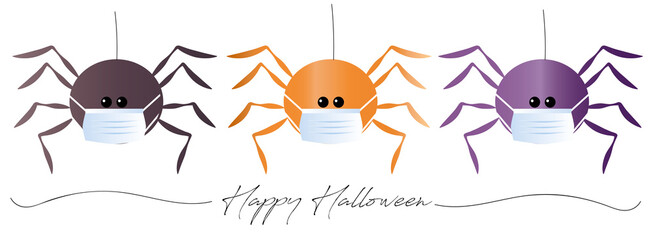 cute corona halloween spiders with face masks