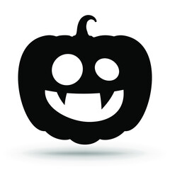 Pumpkin silhouette icon isolated on white Halloween sign. Vector illustration