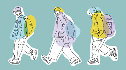 Flat style modern people in casual clothes icons situations web template infographic vector icon set.