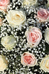 Bridal flowers, roses and gypsophila