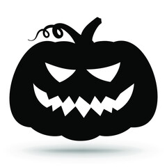 Pumpkin silhouette icon isolated on white Halloween sign. Vector illustration