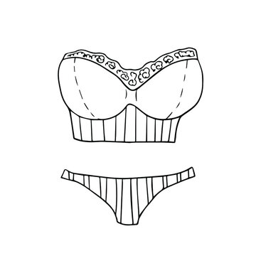 recommend clip art: Bustier and panties. Women's underwear. Vector outlines elements for design. 