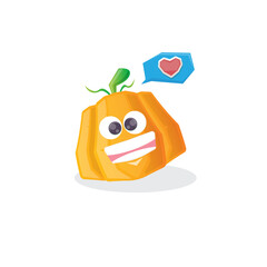 vector funny cartoon pumpkin character isolated on white background. funky smiling cute autumn vegetable character. Halloween cartoon smiling pumpkin