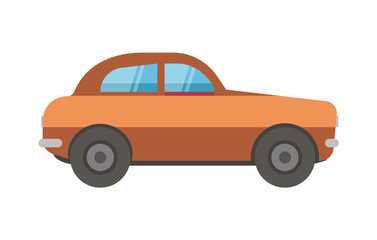 Light brown passenger car, vehicle isolated on white background. Automobile transport with engine simple and casual, side view vector illustration