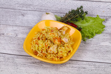 Traditional Pilaf with chicken and carrot